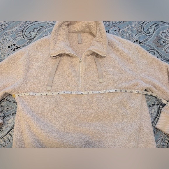 Athleta Talus Sherpa Cream/Ivory Pullover Sweatshirt Teddy Jacket Cozy Sz Large - Picture 4 of 9